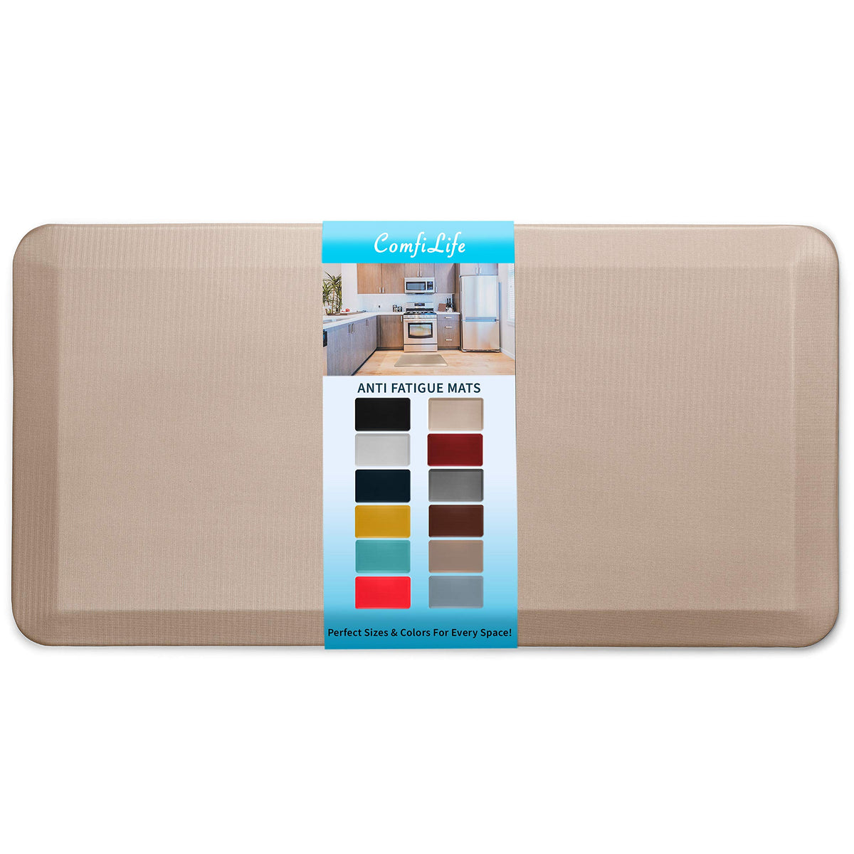 ComfiLife anti fatigue mat rose gold front view showing plush surface for comfort