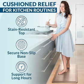 ComfiLife mat with non-slip bottom securing position on tile
