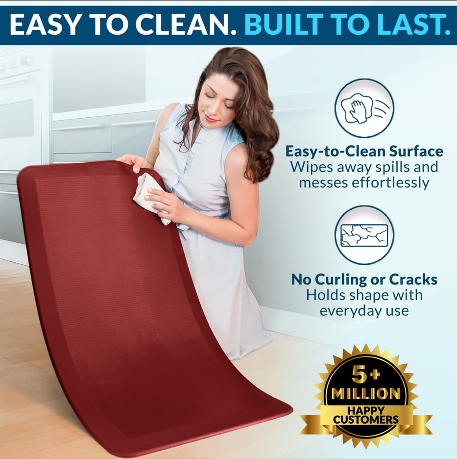 ComfiLife easy-clean standing mat quick maintenance after kitchen tasks.