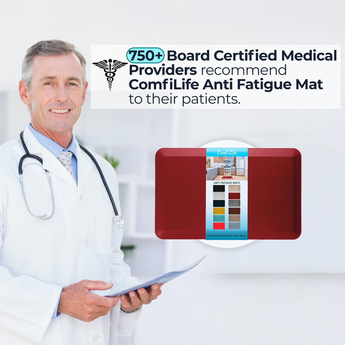 ComfiLife ergonomic-standing mat supports posture during prolonged tasks.