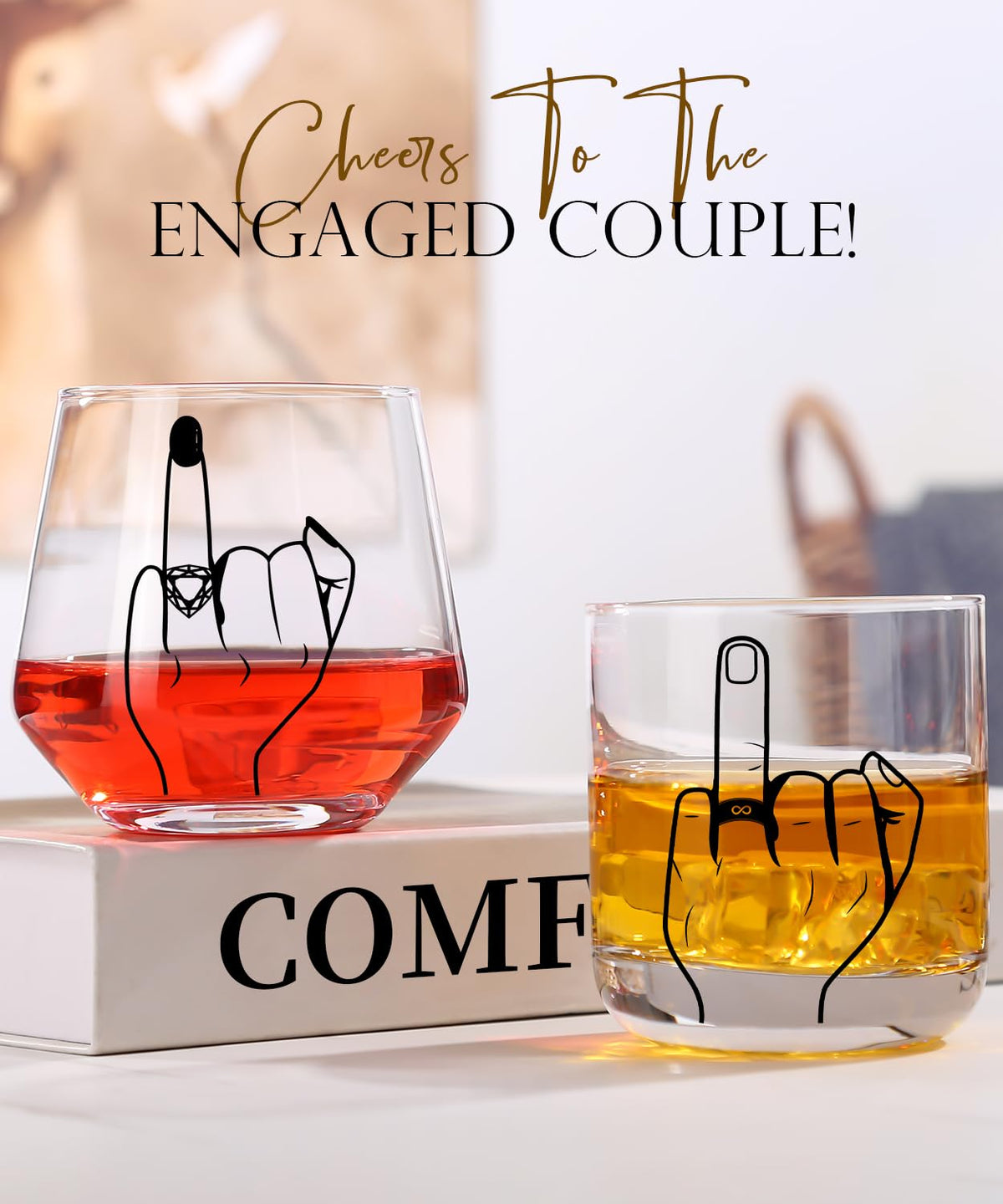 comfit ring-finger etched wine glasses with durable print for long-lasting flair