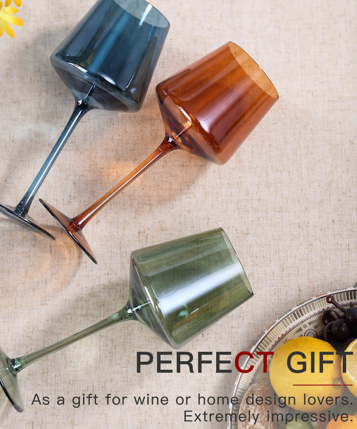 Comfit six-piece colored wine glass set, ideal gift for entertaining and celebrations