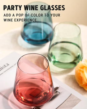 comfit stemless glasses showing handle-free, modern table setting