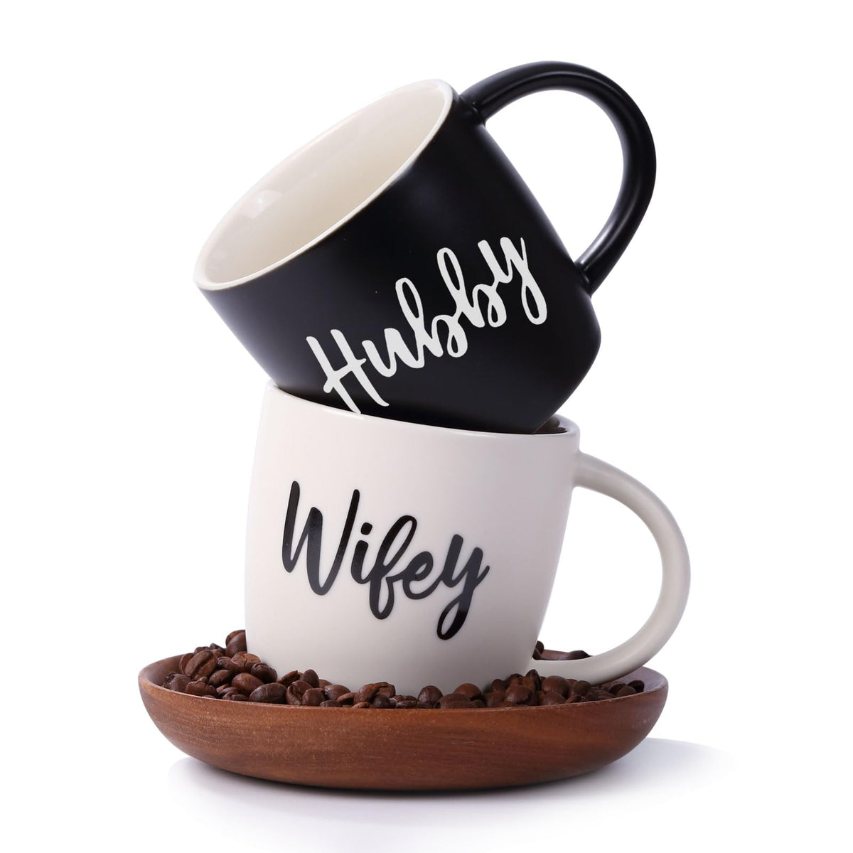 Comfit Wifey & Hubby mugs full set on display for couples' daily coffee.