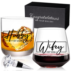 Comfit wine glasses for Hubby and Wife, ideal for shared toasts.