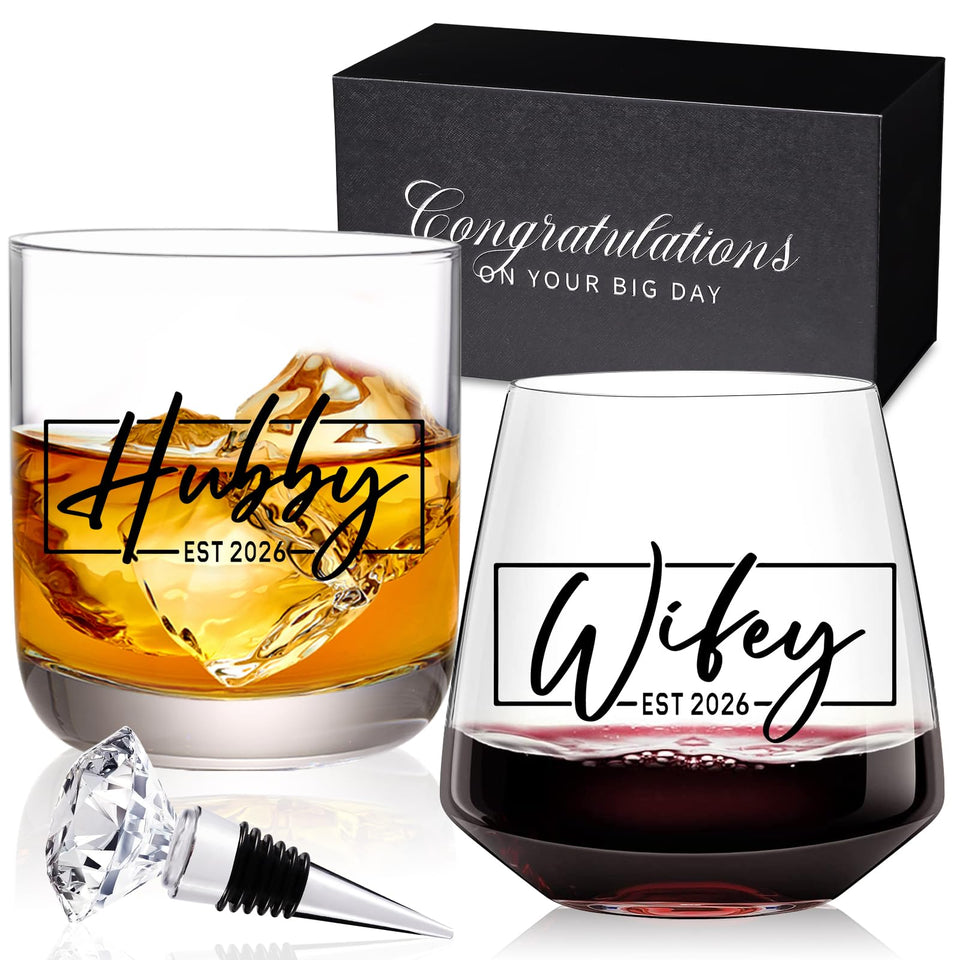 Comfit wine glasses for Hubby and Wife, ideal for shared toasts.
