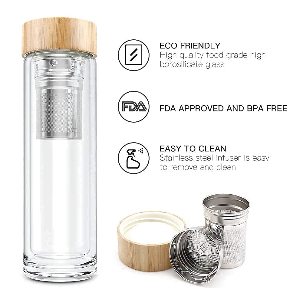 COMI Tea Bottle built-in infuser and strainer for loose leaf tea