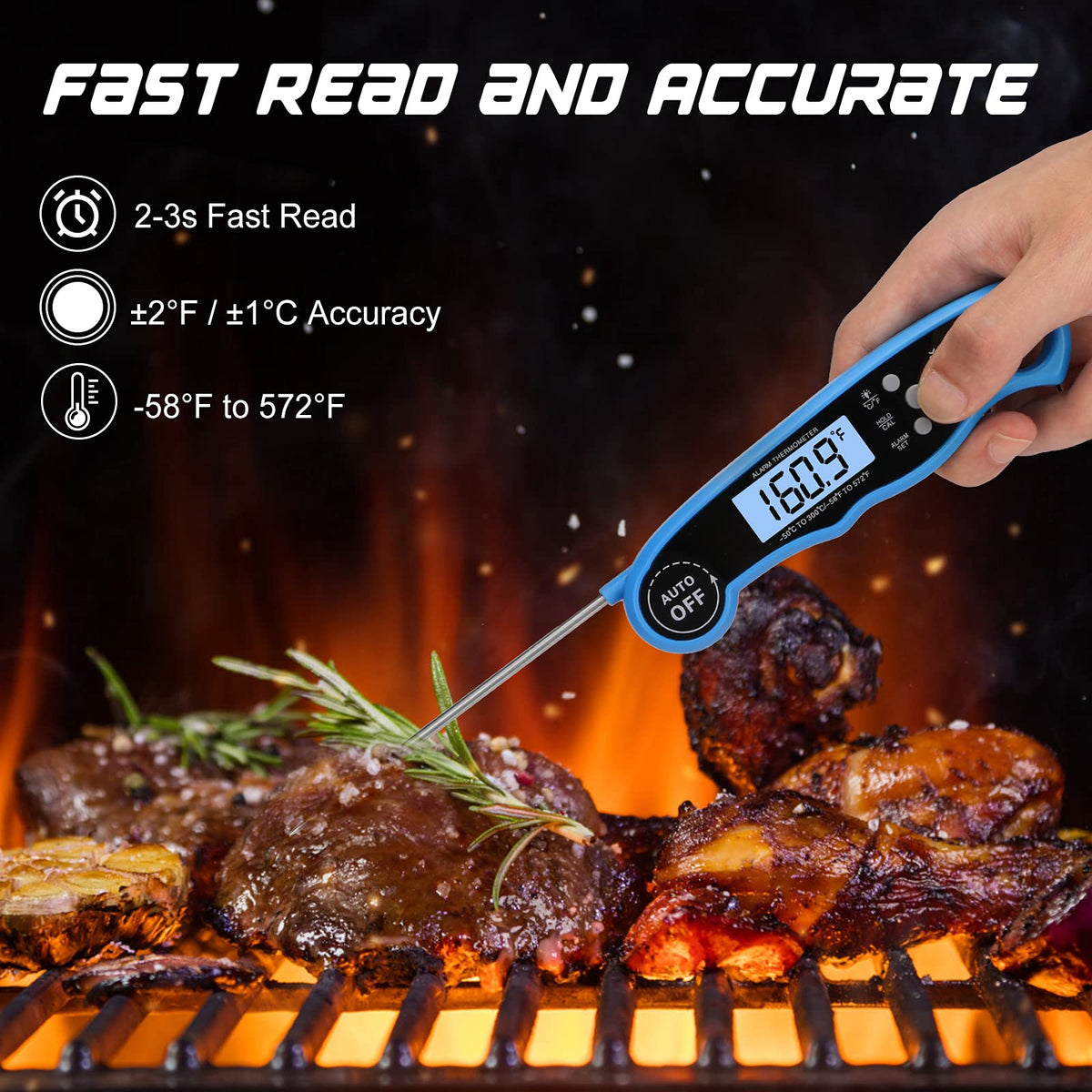 Comluck CA002 dual-probe with extended wire for grilling and smoking.