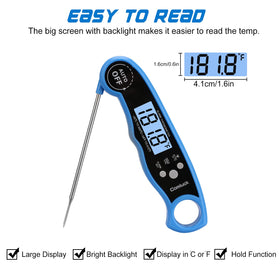 Comluck CA002 magnetic back clip keeps the thermometer handy on a fridge.
