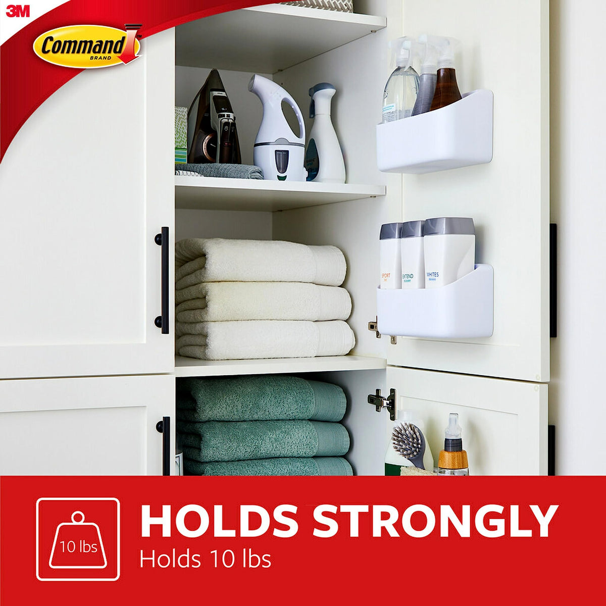 Command Caddy wall mount demonstrates easy, damage-free installation.