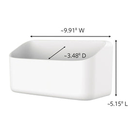 Command Organizing Caddy in closet helps organize wardrobe accessories.