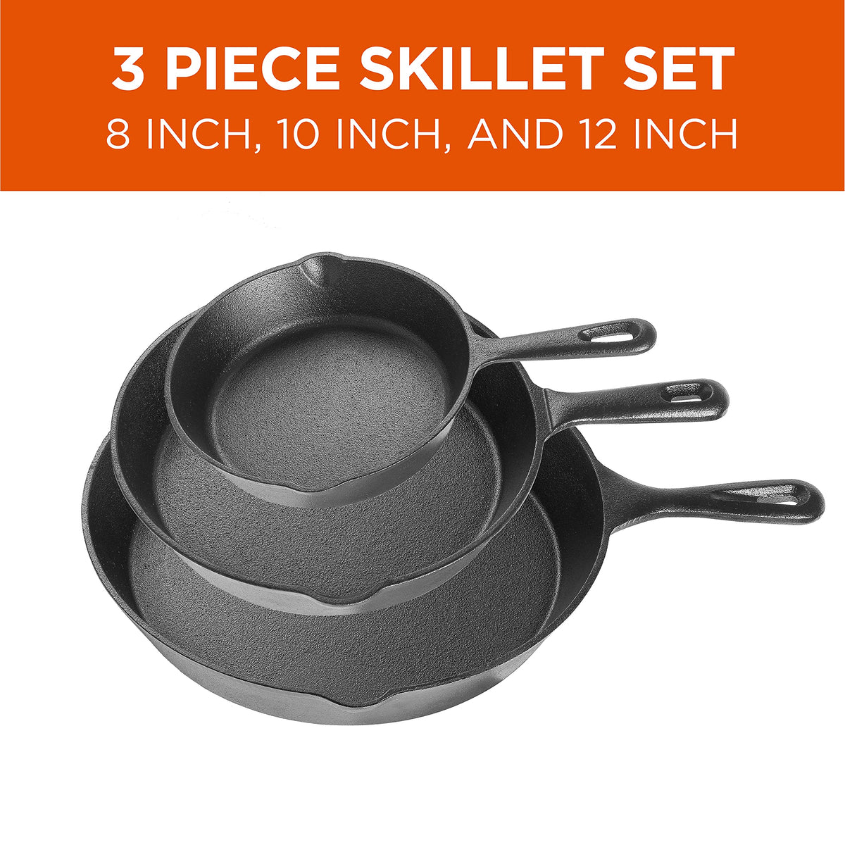Commercial CHEF 10-inch cast iron skillet for versatile stove-to-oven use.