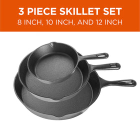 Commercial CHEF 10-inch cast iron skillet for versatile stove-to-oven use.