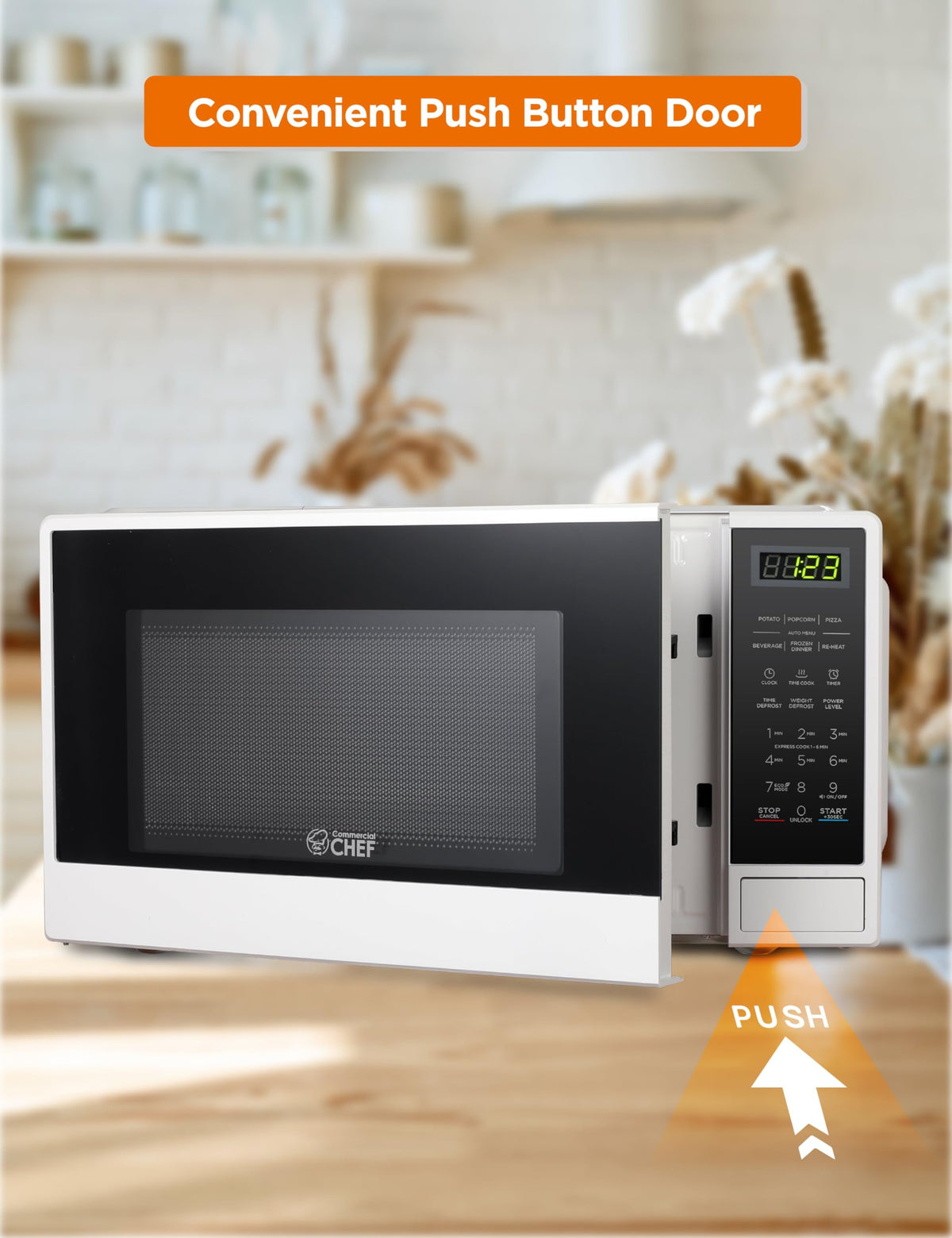 Commercial CHEF 1.1-cu-ft microwave for compact kitchen efficiency