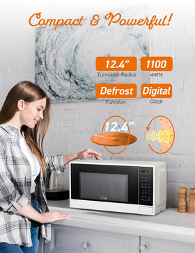 Commercial CHEF 1100W microwave with turntable for even heating