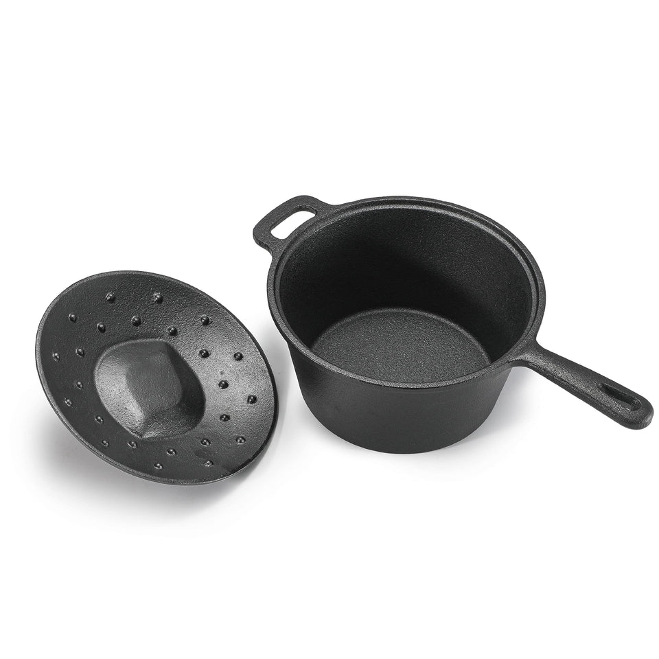 Commercial CHEF 2-Qt saucepan with lid, ready for simmering sauces on any cooktop.