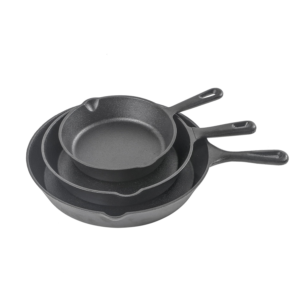 Commercial CHEF 8-inch cast iron skillet with even heat for searing.