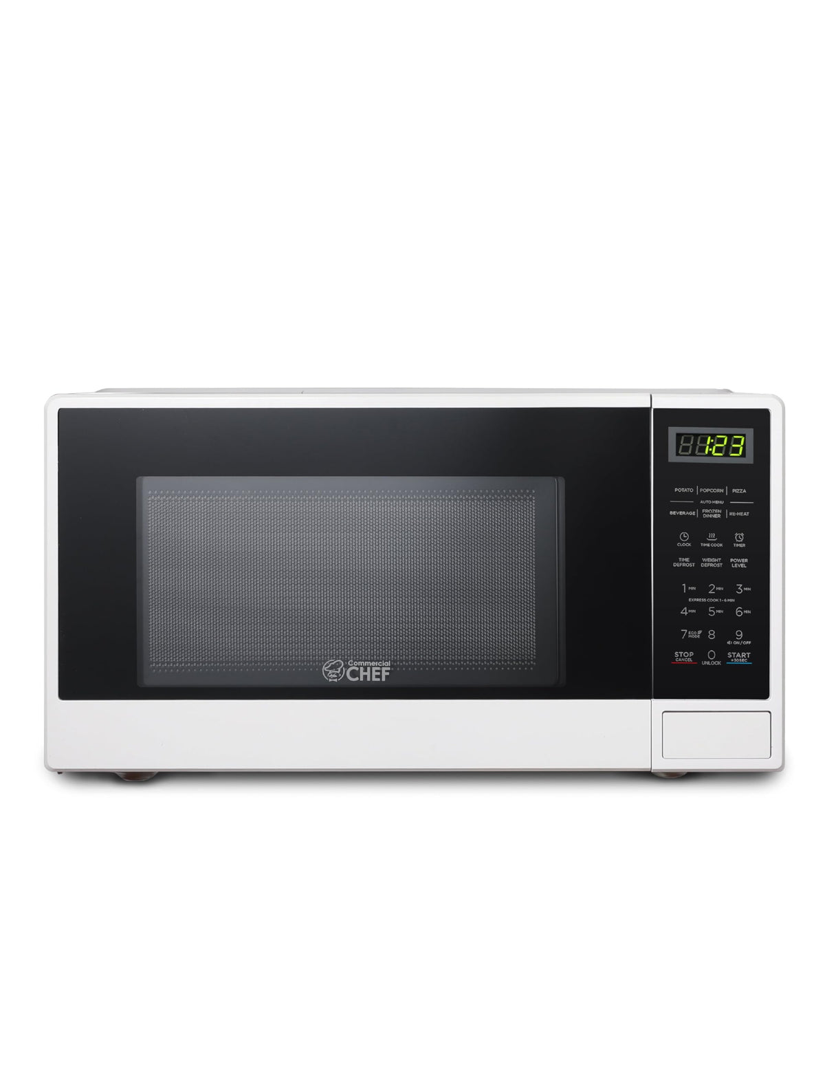 Commercial CHEF countertop microwave 1100W front view for quick meal prep