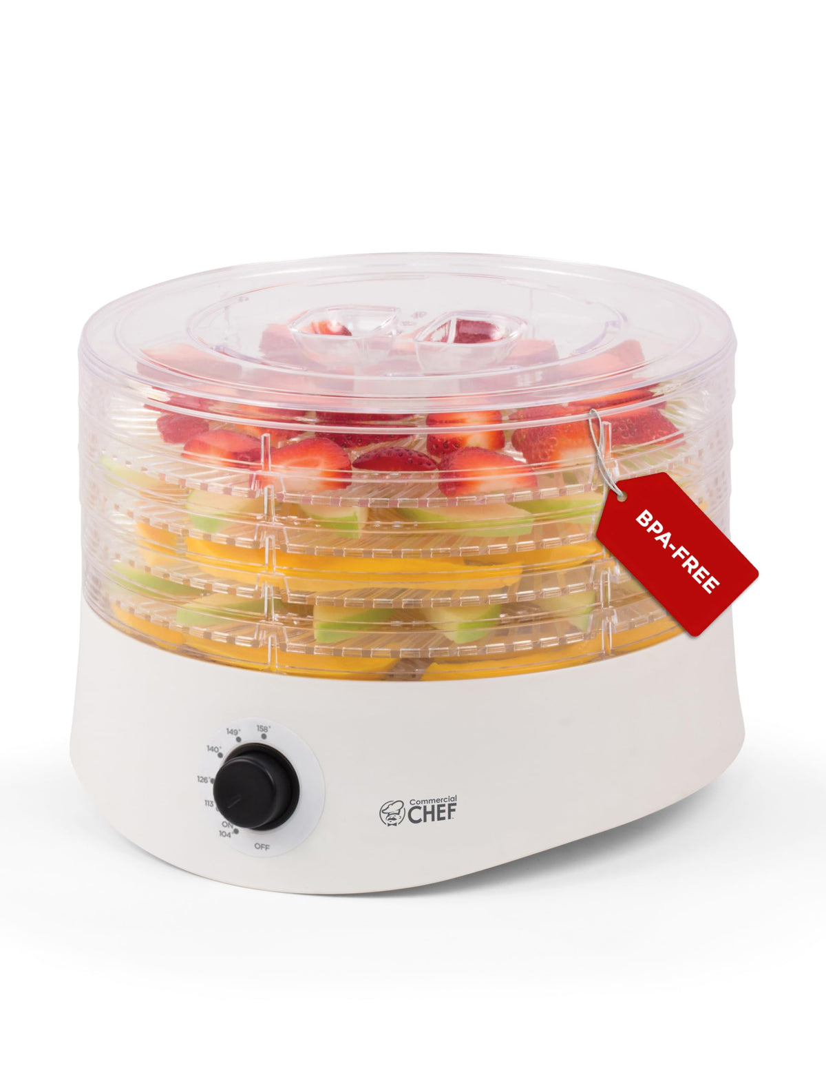 Commercial CHEF dehydrator in full view for compact home drying