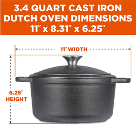 Commercial CHEF on-stovetop, even-heating dutch oven for reliable results.
