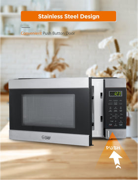 Commercial CHEF microwave stainless steel exterior that cleans easily.