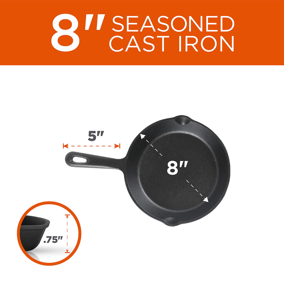 Commercial CHEF pre-seasoned surface for easy release and rust resistance.