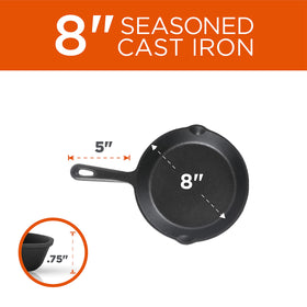 Commercial CHEF pre-seasoned surface for easy release and rust resistance.