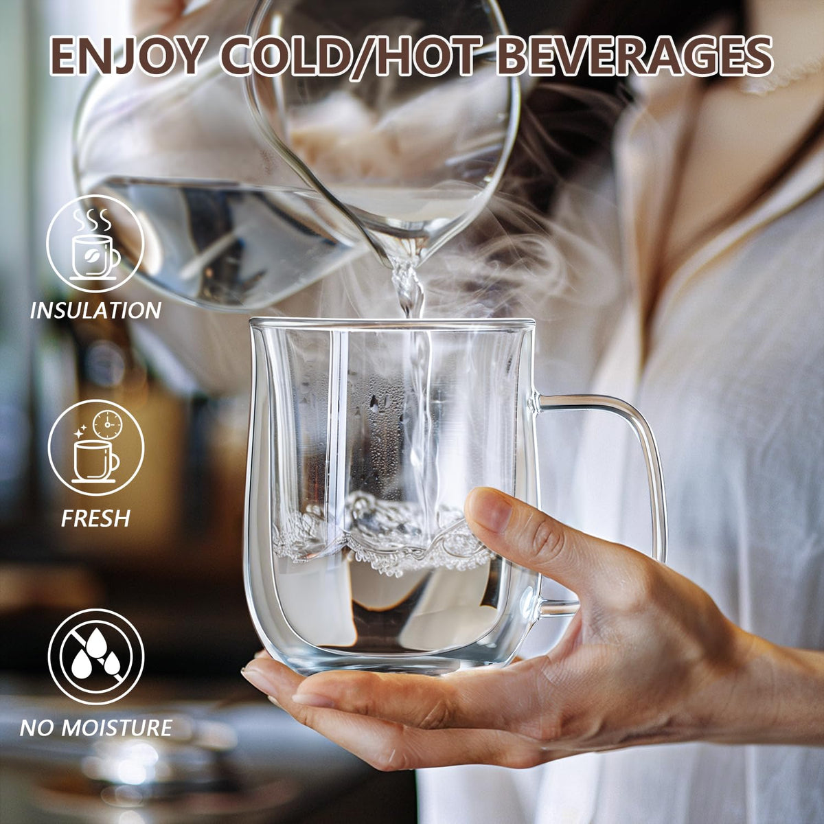 COMOME borosilicate glass mug demonstrates heat resistance from -22℉ to 302℉