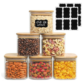 ComSaf 0.6 qt glass jars set with airtight lids for pantry organization and freshness