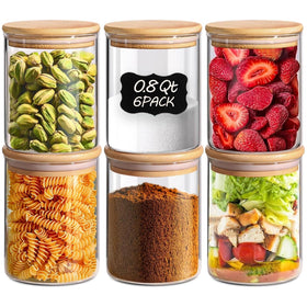 ComSaf 0.8 Qt glass storage jars with lids for organized pantry and visibility