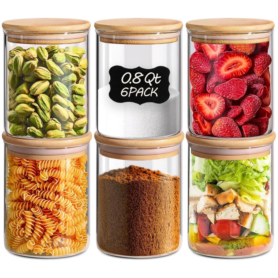 ComSaf 0.8 Qt glass storage jars with lids for organized pantry and visibility