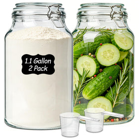 ComSaf 1.1-gallon glass jar with airtight lid for long-term storage.