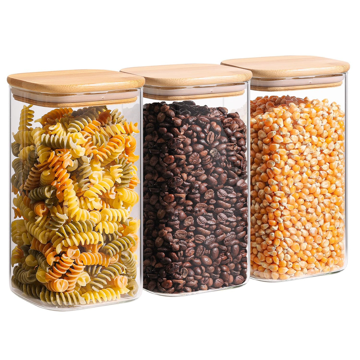 ComSaf 1.4 Qt glass storage containers with lids for pantry organization