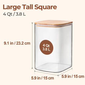 ComSaf 1-gallon square glass jar optimizes pantry space and organization.
