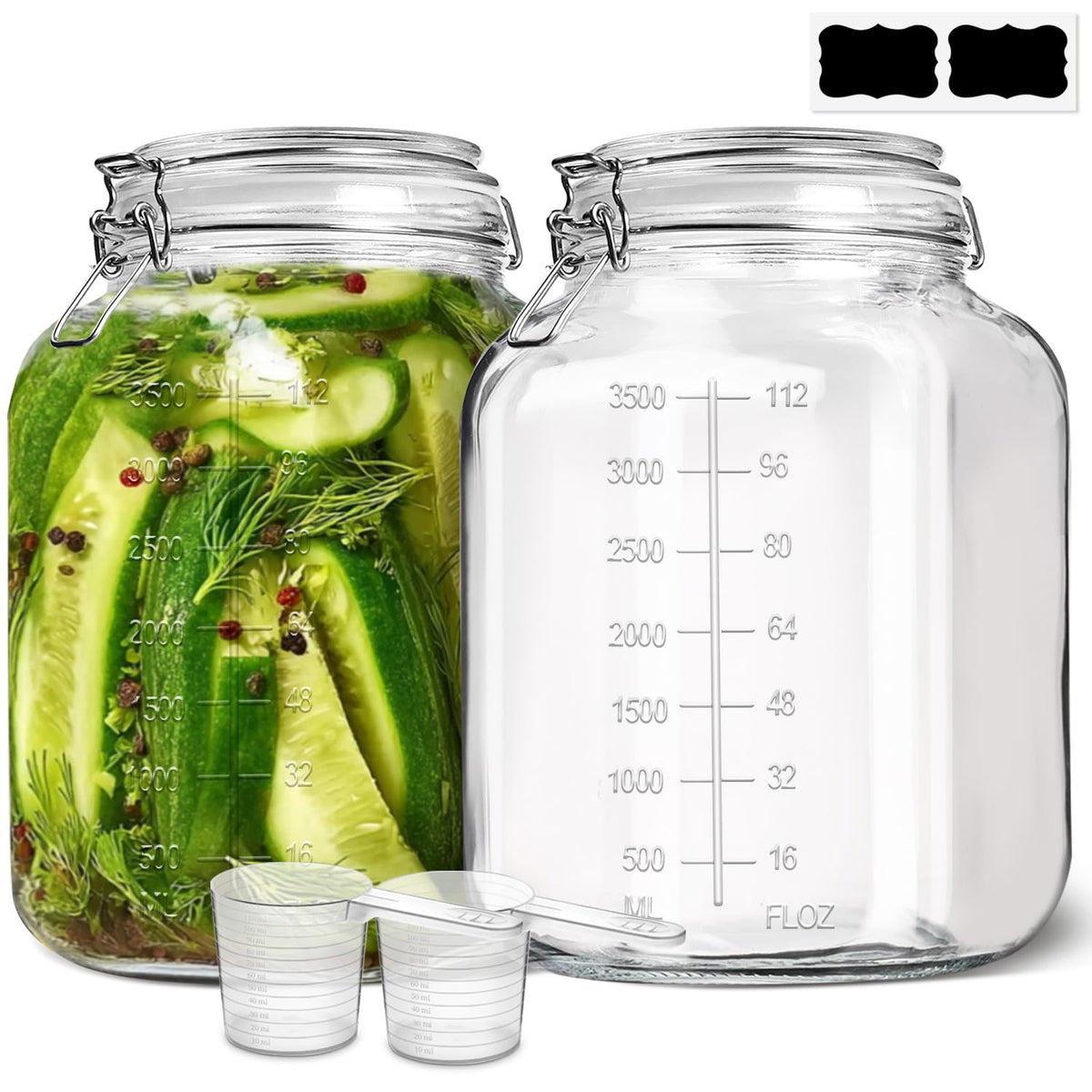 ComSaf 1 gallon square glass jar with airtight lid for bulk pantry storage.