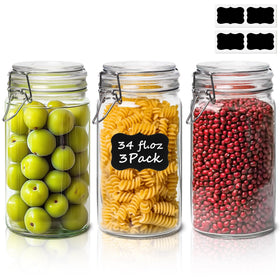 ComSaf 1-quart glass jar with airtight lid for starter storage and freshness.