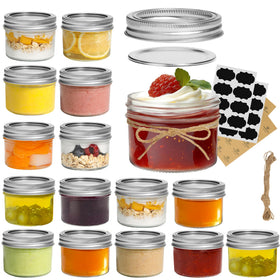 ComSaf 16-pack mason jars with seal bands for fridge storage