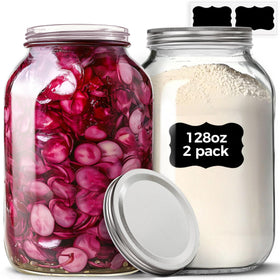 ComSaf 1 gallon wide-mouth mason jar with lid for long-term food storage.