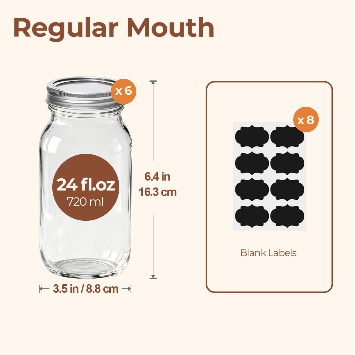 ComSaf 24oz regular-mouth jar with band seal for freshness