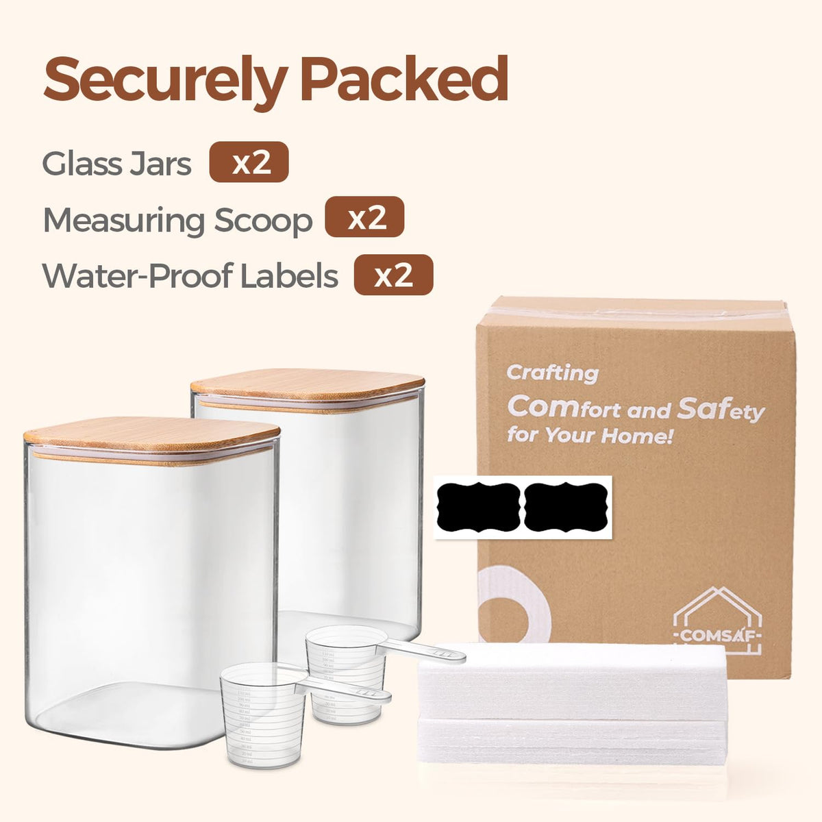 ComSaf durable kitchen jar with lids enhances pantry style