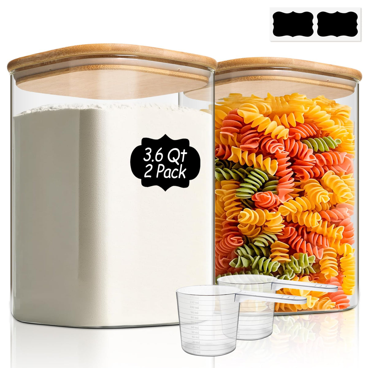 ComSaf 3.6 Qt glass storage container with large mouth for easy scooping