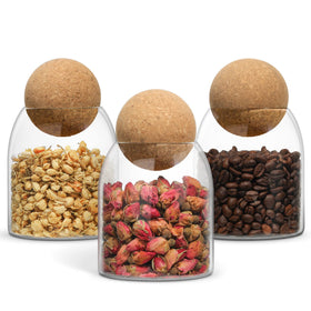 ComSaf 3Pack 16oz jar with cork lid close-up for stylish storage and display.