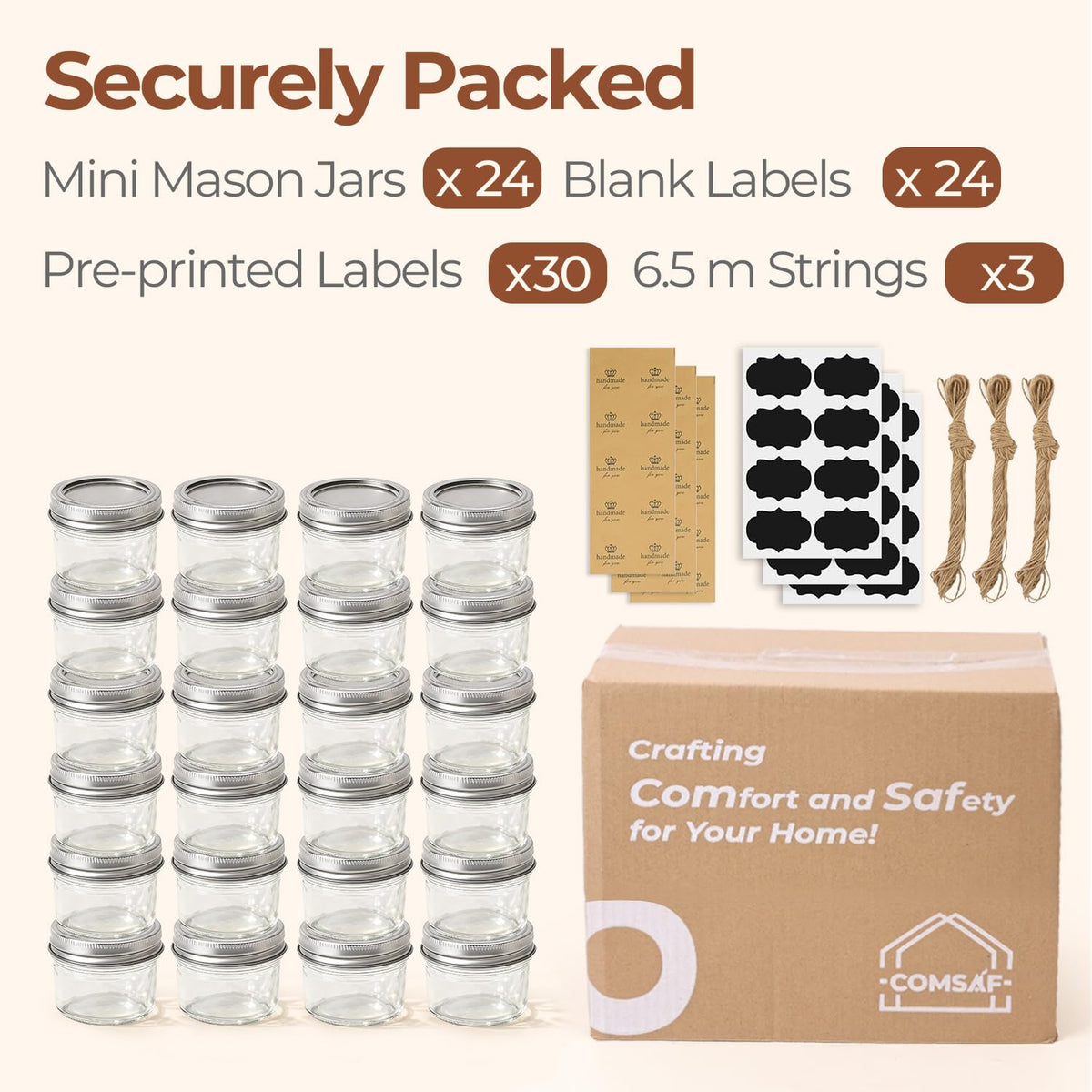 ComSaf 4 oz wedding favor jar ready for personalized labels.