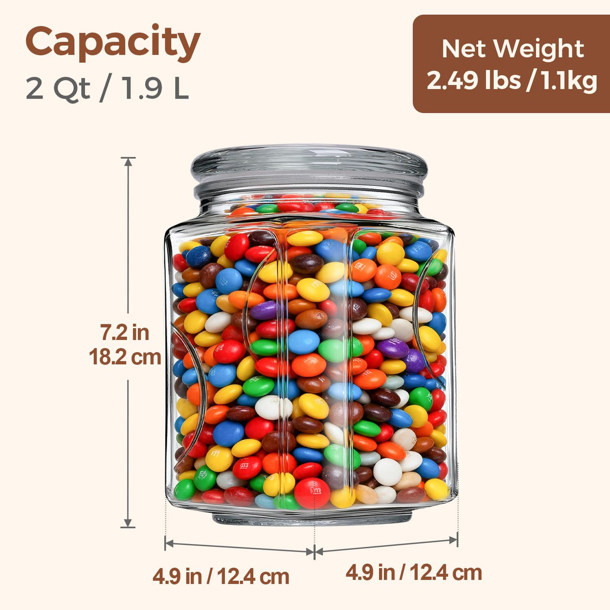 ComSaf 64 oz glass jar with airtight lid keeps pantry staples fresh