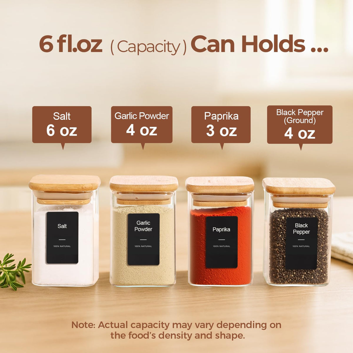 ComSaf 6oz square spice containers showing compact storage and organization