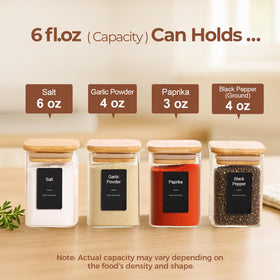 ComSaf 6oz square spice containers showing compact storage and organization