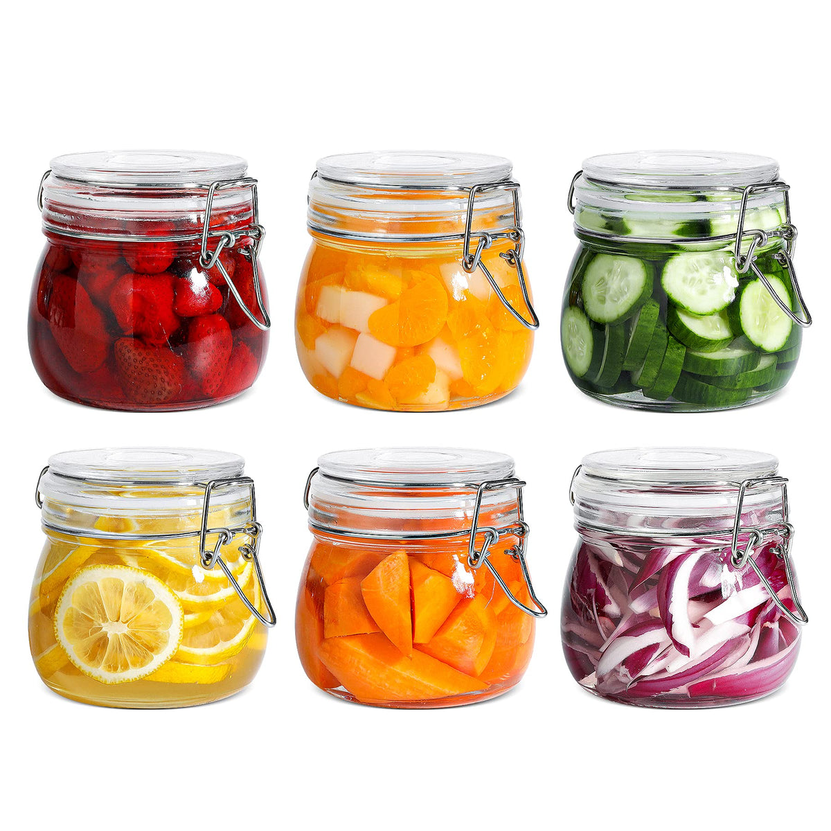ComSaf 6-pack 17oz glass jars in a shallow drawer for tidy spice storage