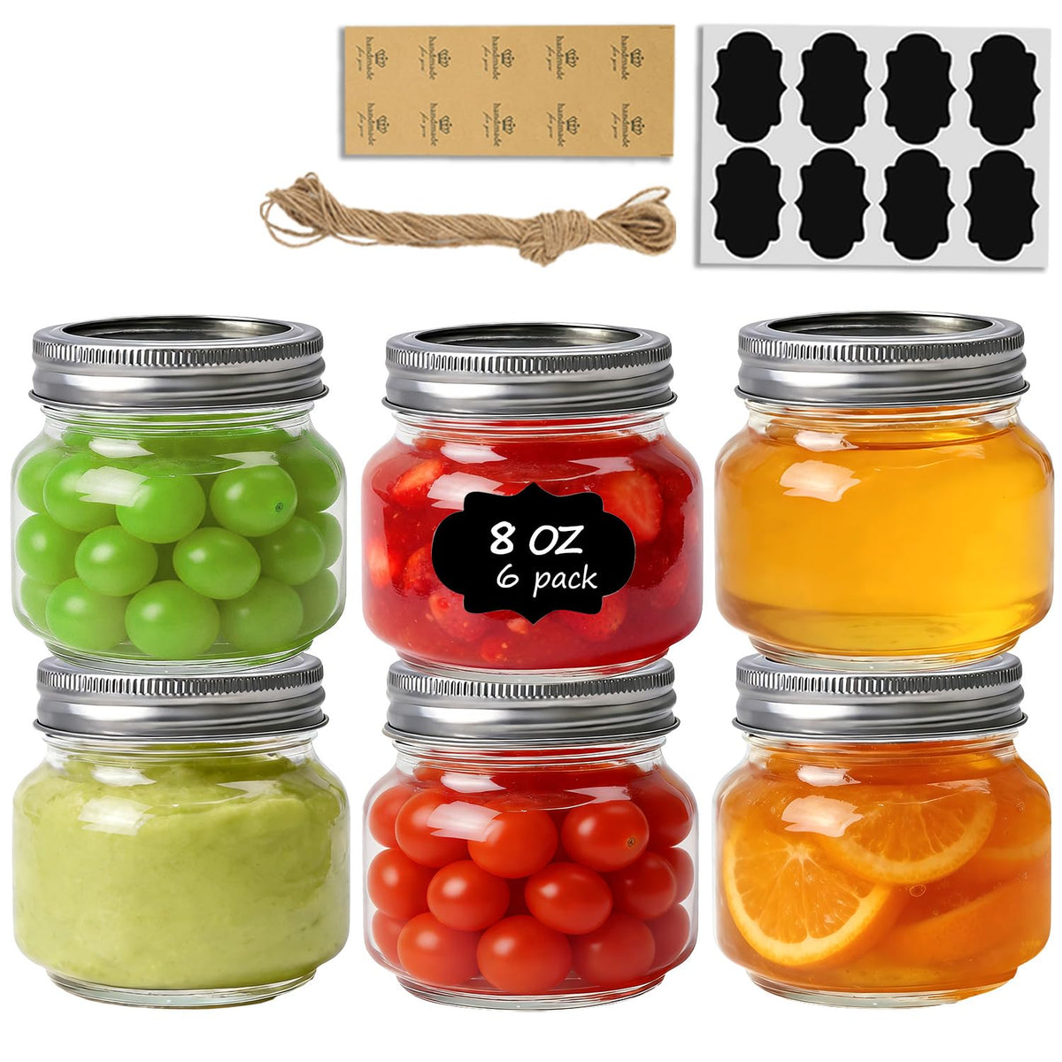 ComSaf 8 oz regular-mouth jar with lids for jams and sauces.
