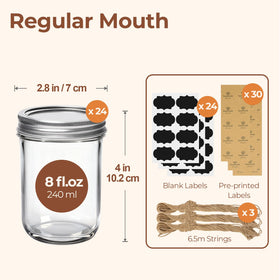 ComSaf 8oz regular-mouth jar lids and bands for airtight freshness.