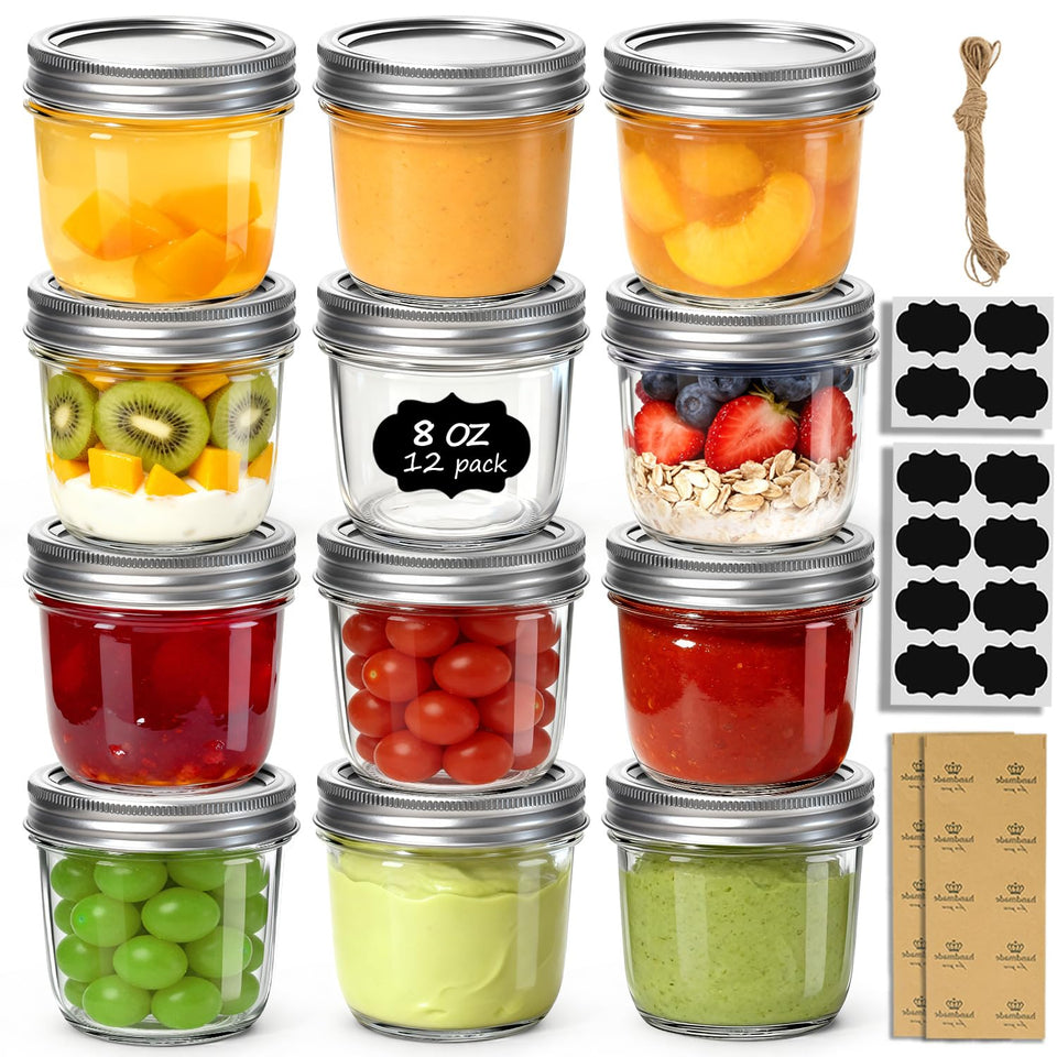 ComSaf 8 oz wide-mouth mason jar set ready for jams and gifts